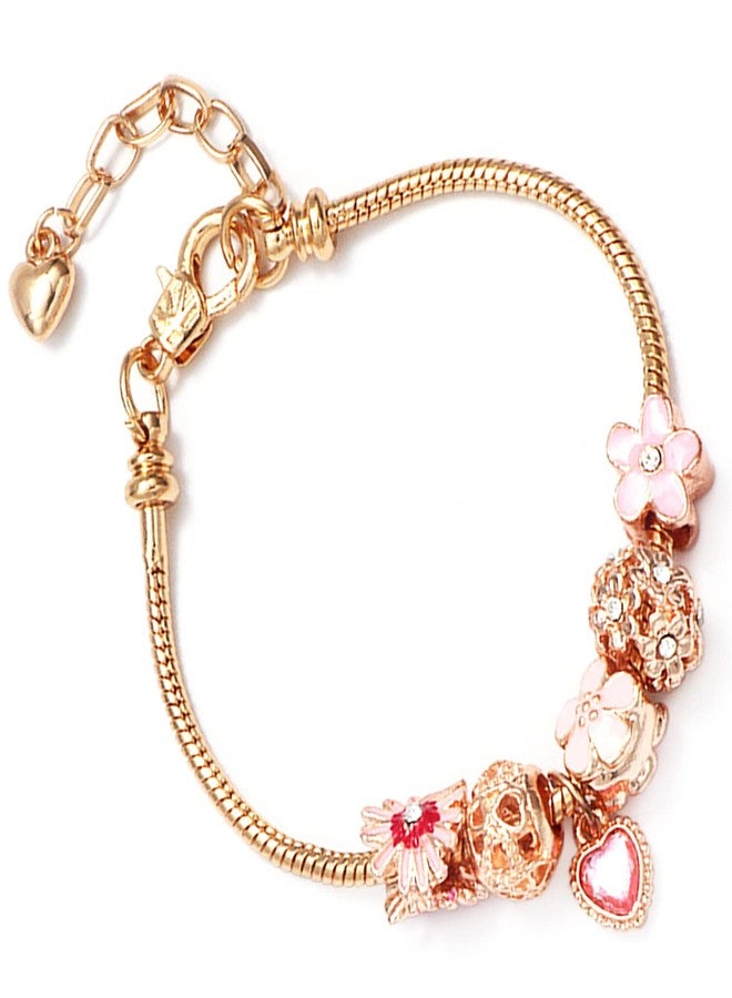 Peora Gold Plated Cubic Zirconia Studded Openable Charm Bracelet Stylish Fashion Jewellery Gift for Girls & Women - Image 1