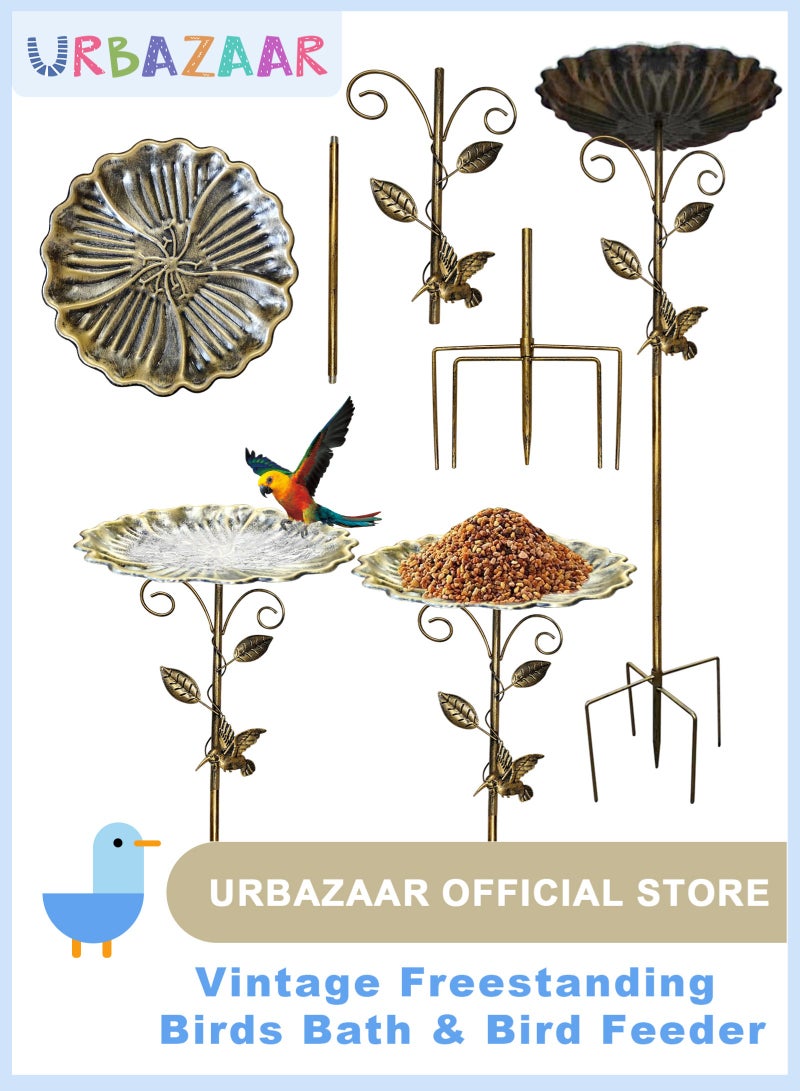 URbazaar Metal Bird Bath, Standing, Large for Garden, 5 Pointed Base, 85 cm Bird Bath, Bird Bath, Garden Standing for Wild Birds, Bird Bath, Frost-Proof Garden Bird Bath, Water Bath for Birds - Image 1
