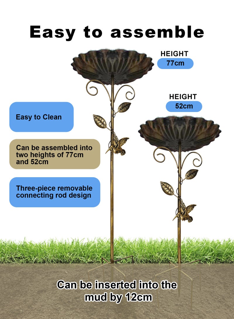 URbazaar Metal Bird Bath, Standing, Large for Garden, 5 Pointed Base, 85 cm Bird Bath, Bird Bath, Garden Standing for Wild Birds, Bird Bath, Frost-Proof Garden Bird Bath, Water Bath for Birds - Image 5
