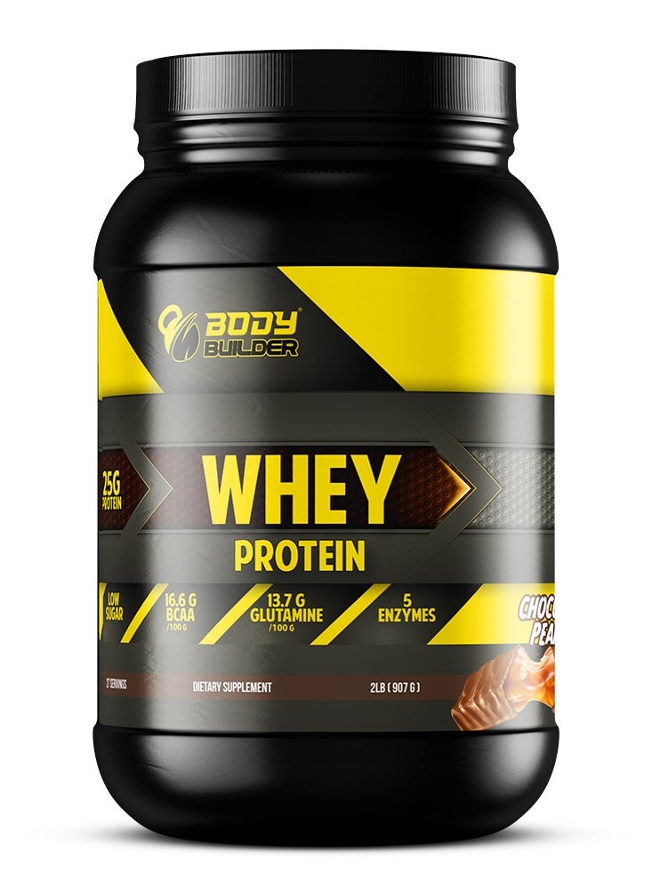 Body Builder Body Builder whey protein - Chocolate Peanut- 2lb, Elite Whey Protein Blend for Optimal Muscle Growth and Recovery, Rich in BCAAs, Glutamine and Digestive Enzymes, perfect post workout fuel 
