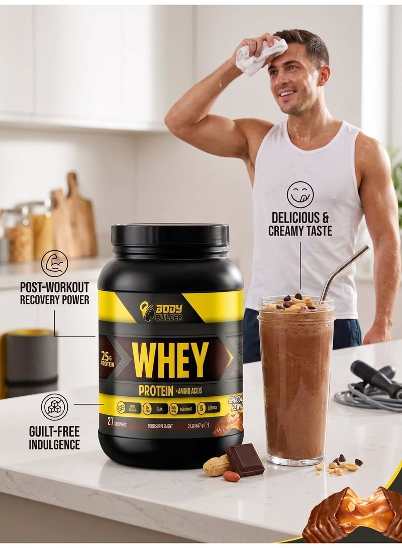 Body Builder whey protein - Chocolate Peanut- 2lb, Elite Whey Protein Blend for Optimal Muscle Growth and Recovery, Rich in BCAAs, Glutamine and Digestive Enzymes, perfect post workout fuel - Image 2