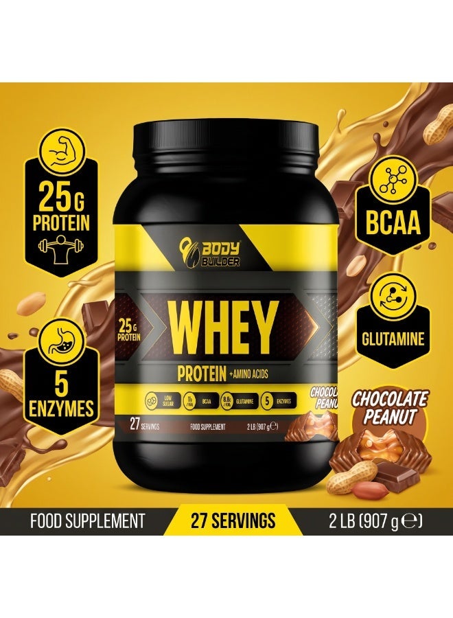 Body Builder whey protein - Chocolate Peanut- 2lb, Elite Whey Protein Blend for Optimal Muscle Growth and Recovery, Rich in BCAAs, Glutamine and Digestive Enzymes, perfect post workout fuel - Image 5