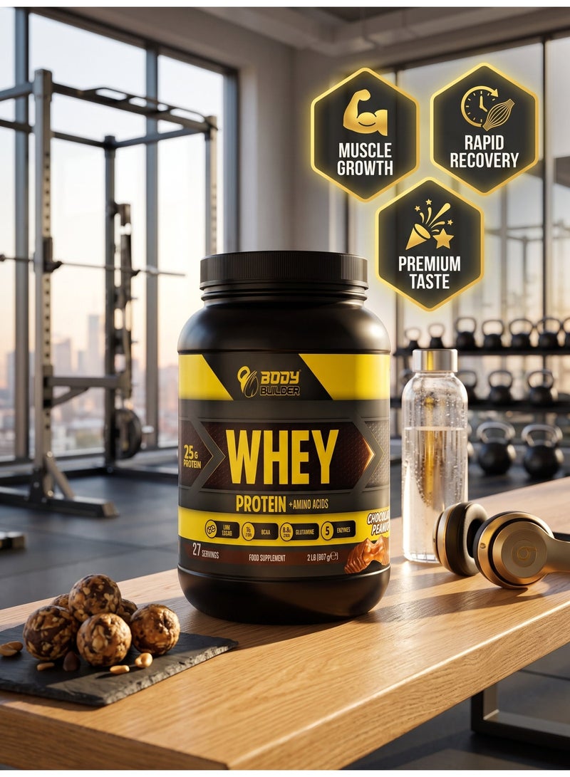 Body Builder whey protein - Chocolate Peanut- 2lb, Elite Whey Protein Blend for Optimal Muscle Growth and Recovery, Rich in BCAAs, Glutamine and Digestive Enzymes, perfect post workout fuel - Image 3