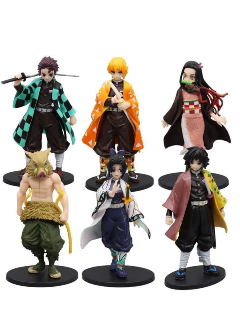 Slayer 16cm Figures Set of 6 . Handmade Kamado Tanjiro Anime Collection PVC Figures - Image 1