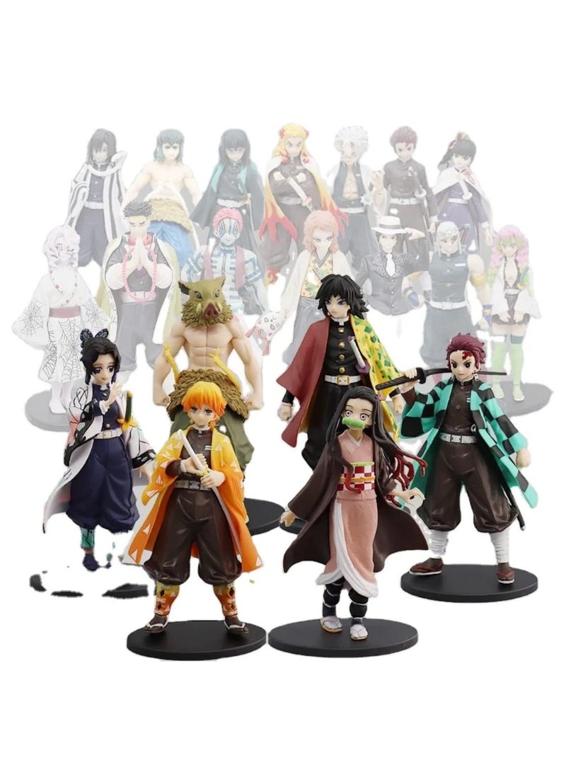 Slayer 16cm Figures Set of 6 . Handmade Kamado Tanjiro Anime Collection PVC Figures - Image 2