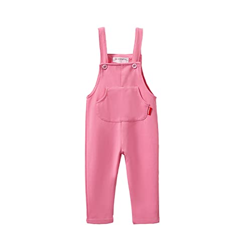 Mud Kingdom Little Girls Overalls Cotton Plain Adjustable Straps Casual Spring Autumn Hot Pink Size 6 - Image 1