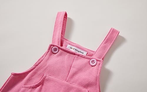 Mud Kingdom Little Girls Overalls Cotton Plain Adjustable Straps Casual Spring Autumn Hot Pink Size 6 - Image 4
