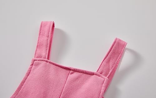 Mud Kingdom Little Girls Overalls Cotton Plain Adjustable Straps Casual Spring Autumn Hot Pink Size 6 - Image 5