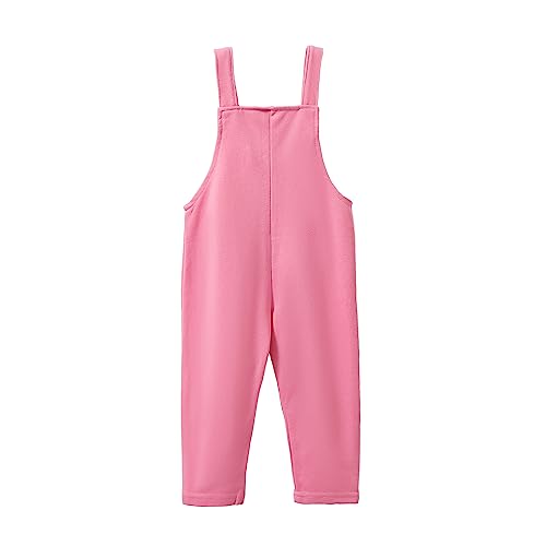 Mud Kingdom Little Girls Overalls Cotton Plain Adjustable Straps Casual Spring Autumn Hot Pink Size 6 - Image 2