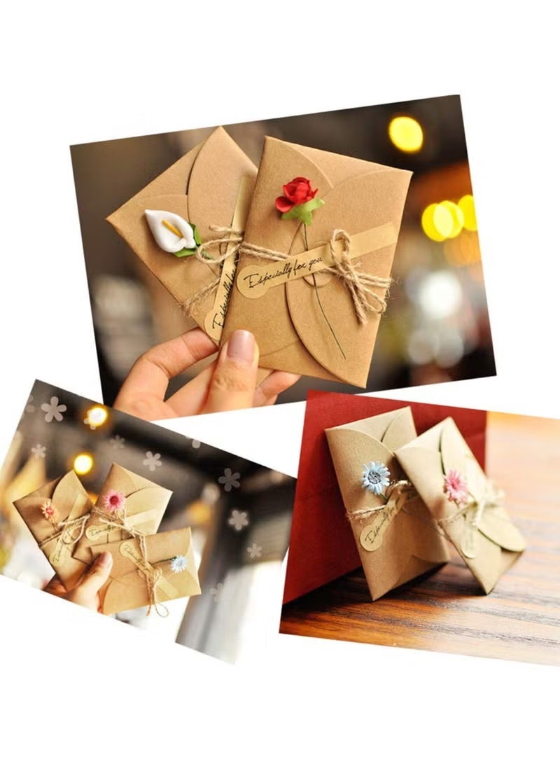 4 Pack Flower Pattern Thank You Card Handmade Invitation Greeting Card Wish Card for Wedding Birthday Festival - Image 3