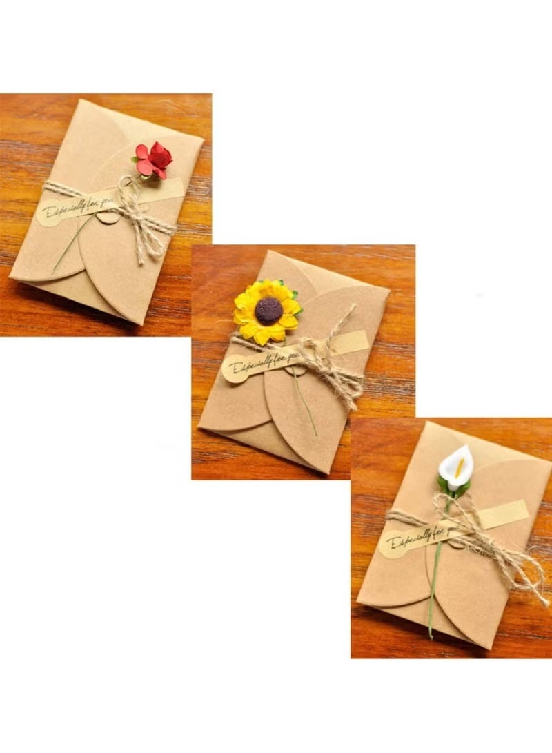4 Pack Flower Pattern Thank You Card Handmade Invitation Greeting Card Wish Card for Wedding Birthday Festival - Image 5