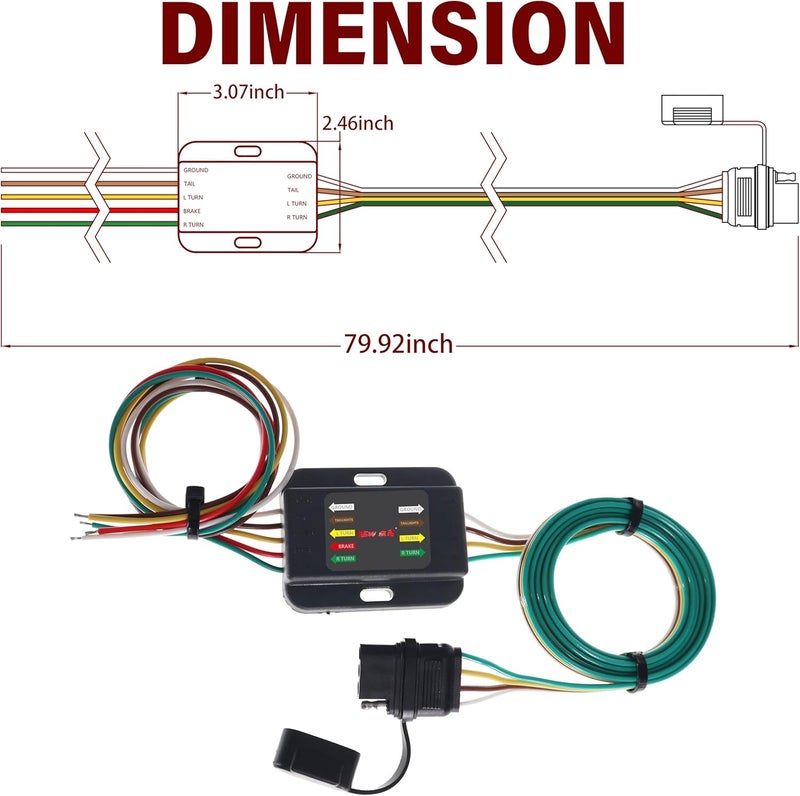 NEW SUN NEWSUN® 3 Way to 2 Way Non-Powered Trailer Taillight Converter with 4-Way Flat Wire Harness - Image 2