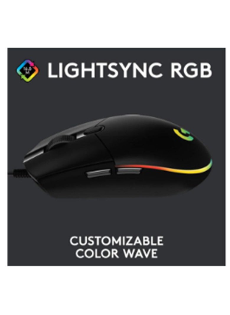 لوجيتيك - لوجيتك G102 مزامنة البصرية لعبة الماوس ، قابل للتعديل RGB الإضاءة ، 6 أزرار برمجة ، وخفيفة الوزن ، أسود - Image 1