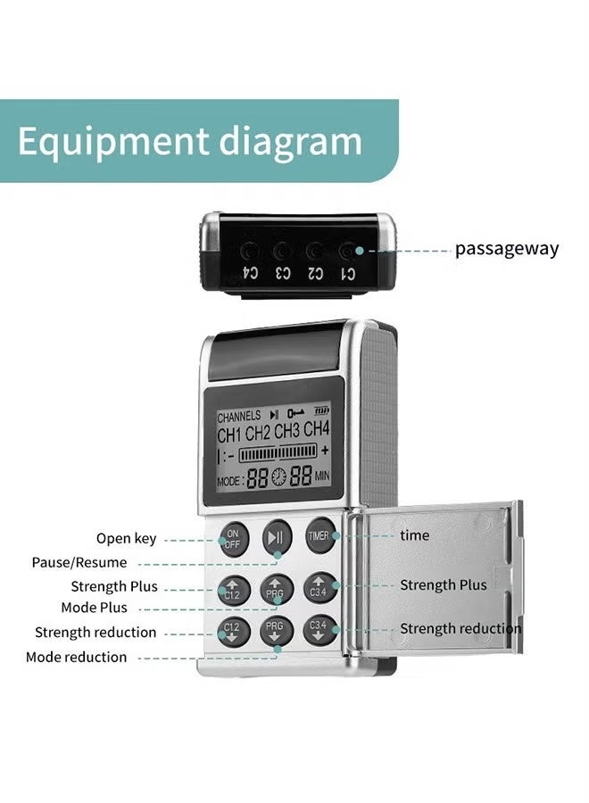 ZetRA TENS Low Frequency Pulser Physiotherapy Device - Muscle Stimulator + Back Pain Relief and Management (Includes Electrode Pads) - Image 3