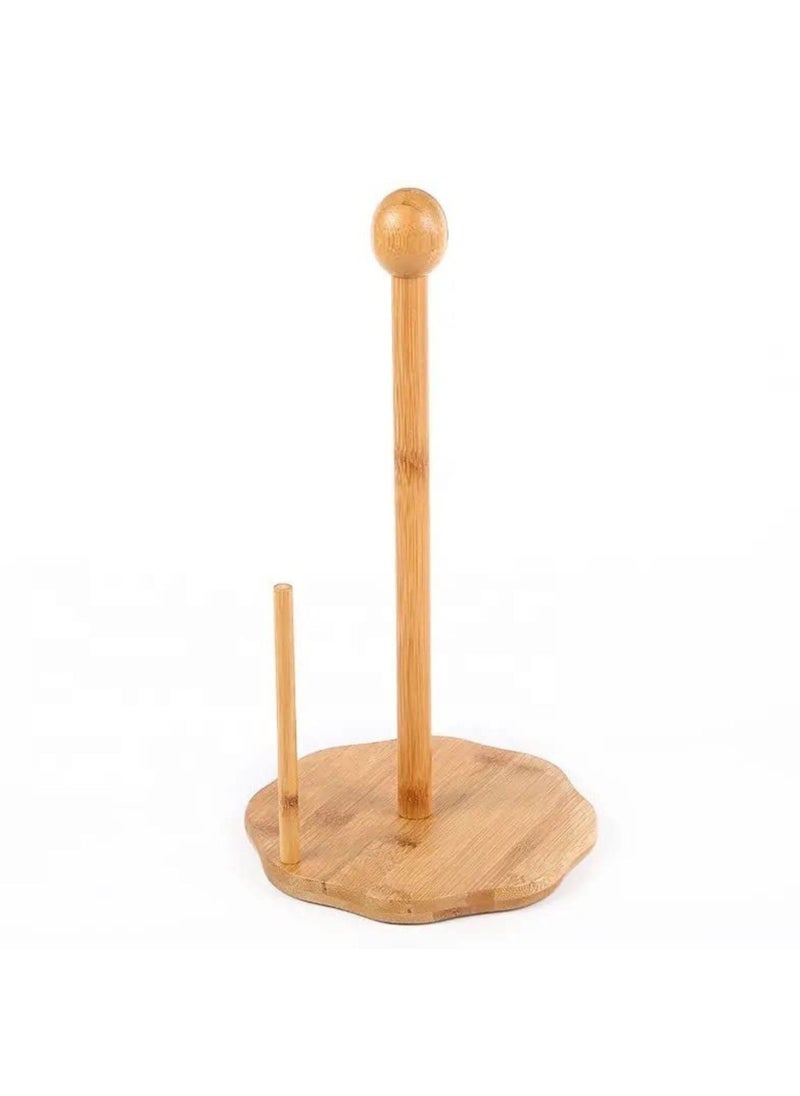 VIO Bamboo Towel Holder Toilet Paper Roll Stand Counter Rolls Used in Kitchen Living Room Bathroom Toilet  - Image 1