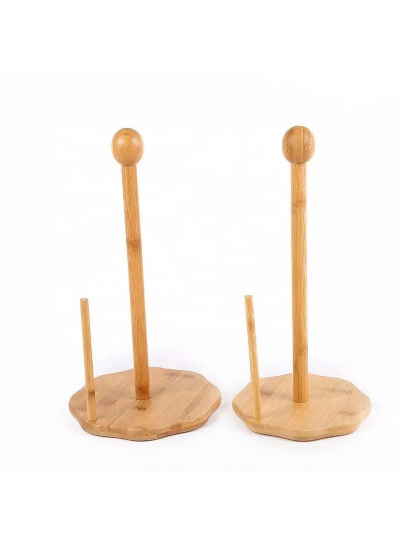 VIO Bamboo Towel Holder Toilet Paper Roll Stand Counter Rolls Used in Kitchen Living Room Bathroom Toilet  - Image 2