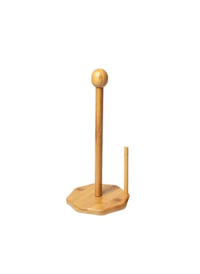 VIO Bamboo Towel Holder Toilet Paper Roll Stand Counter Rolls Used in Kitchen Living Room Bathroom Toilet  - Image 3