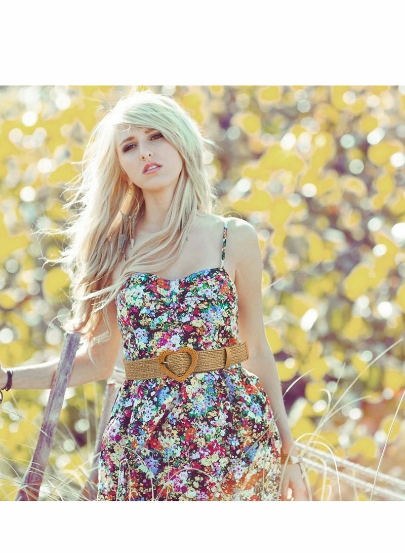 Bohemian Style 4 Pack Stretch Waist Belts - Skinny Dress Belts for Women - Handwoven Straw Design for Ladies 
(Note: 160 characters) - Image 2