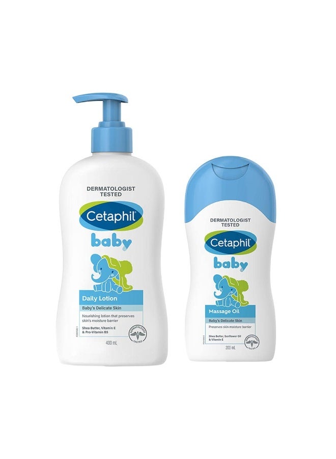 CETAPHIL Baby Lotion (400ml) and Baby Massage Oil (200ml) Combo - Image 1