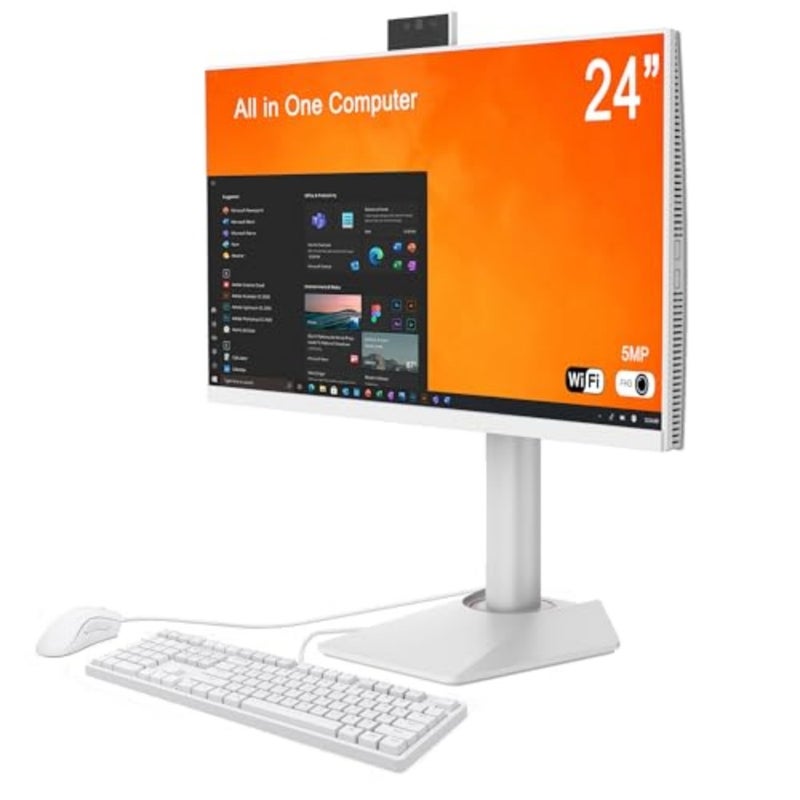 كمبيوتر الكل في واحد 24 انش بمعالج كور i5-3380M وذاكرة DDR3 8GB وSSD 256GB وشاشة IPS 1920×1080 ومكبر صوت مدمج وكاميرا مخفية قابلة للسحب بدقة 5MP وكيبورد عربي سلكي وماوس سلكي - Image 1