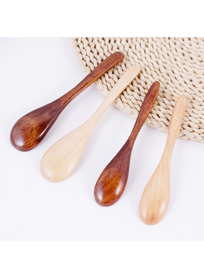 Factory Wholesale Wooden Nanmu Spoon Wrapped Wooden Spoon Fork Portable Honey Spoon Spot Supply Lotus Wood Can Be Engraved L-Color:23x 4 Old Lacquer Semi-round Handle Brown Line  - Image 5