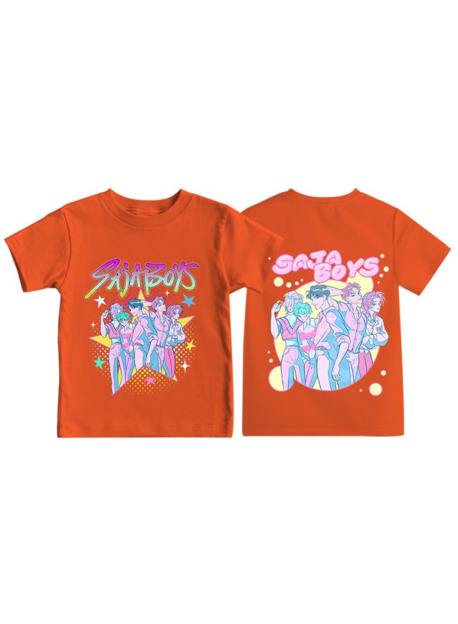 Best-seller Kpop Anime Cartoon Print Round Neck Short-sleeve T-shirt Casual Loose Children's Top