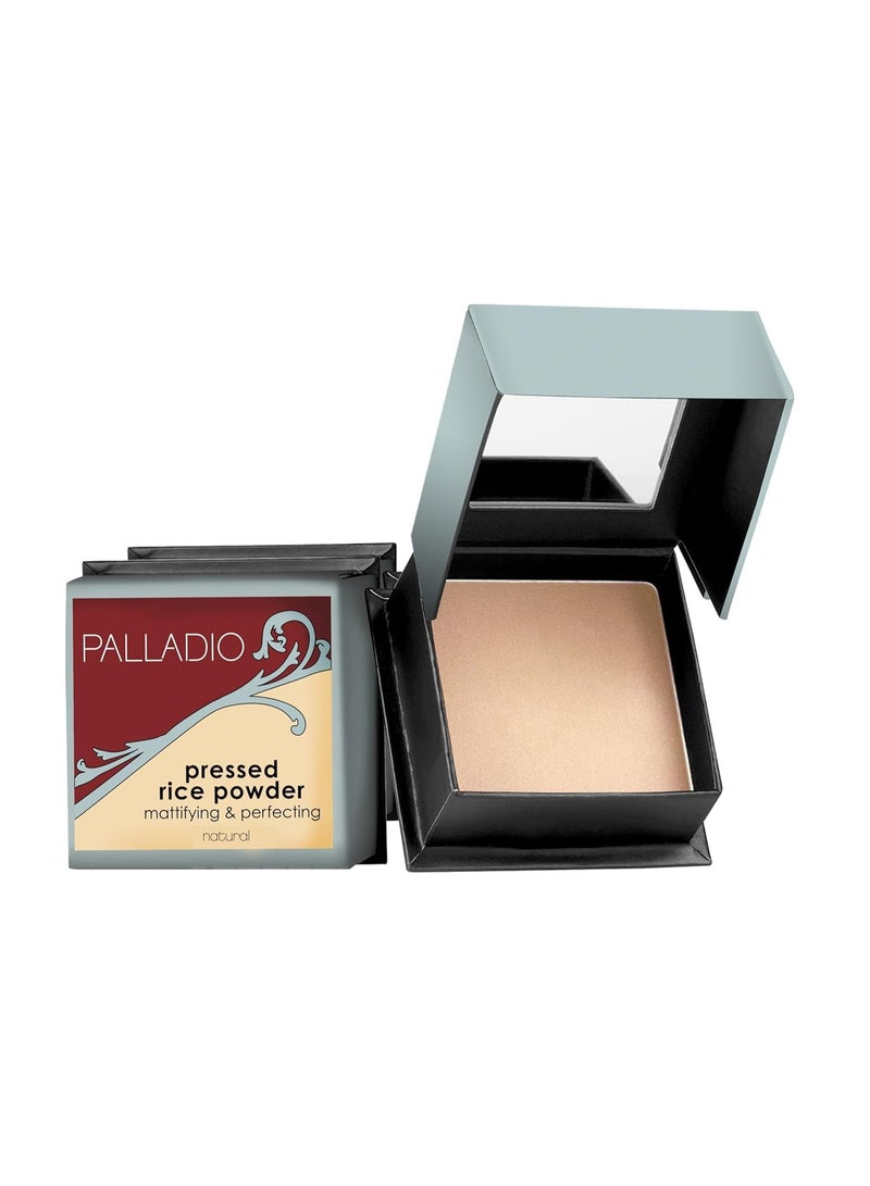 بالاديو بودرة الأرز المضغوطة مع مرآة، لتثبيت المكياج بلمسة مطفية، طبيعي - Image 1