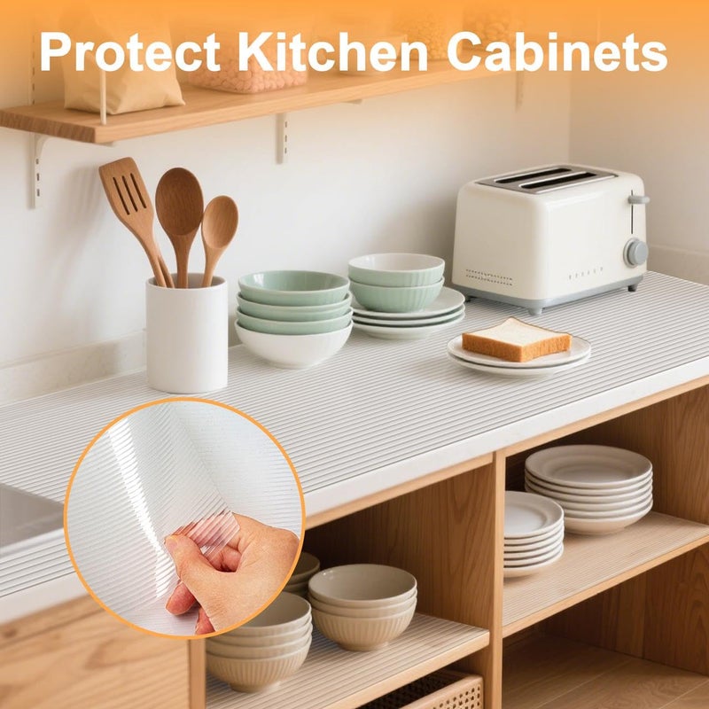 FEXIA Shelf Liners for Kitchen Cabinets Drawer Non Adhesive Non-Slip Liner 12 Inches x 20 FT Waterproof & Oil-Proof Durable Material Fridge Liner for Shelves - Image 5