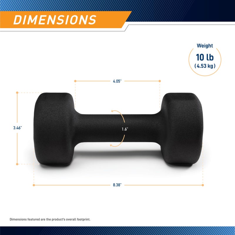 Marcy Neoprene Dumbbell, Single Piece, 10-lb, Midnight Black - Image 2