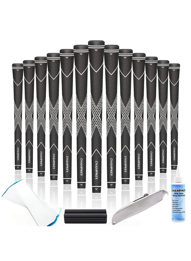Champkey Premium Rubber Golf Grips 13 Pack | High Traction And Feedback Rubber Golf Club Grips | Choose Between 13 Grips With 15 Tapse And 13 Grips With All Kits - Image 1