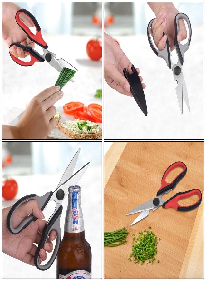 Eleckey Left Handed Scissors Kitchen Shears, All Purpose Left Hand Heavy Duty Meat Scissors Poultry Shears, Lefty Tools Utensils, 2-Pack (Black/Red, Black/Gray) - Image 5