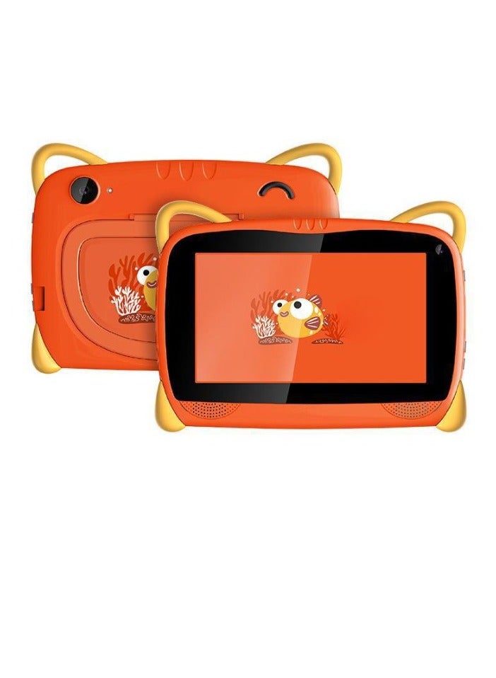 AROAQ K85 Kids Tablet, 7 Inch Android Wifi Pad, Portable Cartoon Tablet Tutor Machine, Quad Core Processor Dual Cameras Touch Pad Computer For Children, (1pc, Orange) - Image 1
