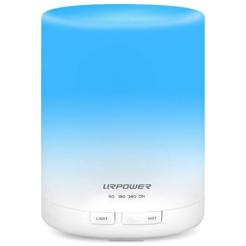 URPOWER 300ml Aromatherapy Essential Oil Diffuser Ultrasonic Air Humidifier AUTO Shut Off Scent Diffuser Night Light 7 Color Changing LED Lights and 4 Timer Settings for Bedroom Office Home - Image 1