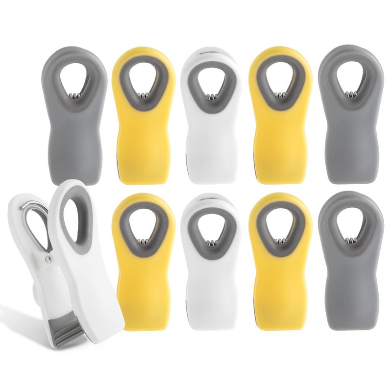 COOK WITH COLOR COOK WITH COLOR Bag Clips with Magnet Food Clips Chip Clips Bag Clips for Food Storage with Airtight Seal Grip for Bread Bags Snack Bags and Food Bags Yellow and Grey Pack of 10 