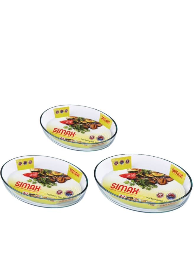 Simax Oval 3-Piece Heat-Resistant Glass Oven Tray Set (4L-3L-2.2L) Czech