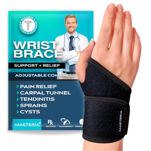 Maeteria Wrist Brace Adjustable Compression Support for Carpal Tunnel Arthritis Tendonitis Sprains RSI Fits Left Right Hand Breathable Wrist Support for Men Women - Image 2