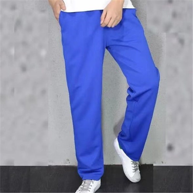 Winter Fleece-Lined Thickened Warm School Uniform Pants Royal Blue Student Sweatpants Boys And Girls With Three White Stripes - Image 1