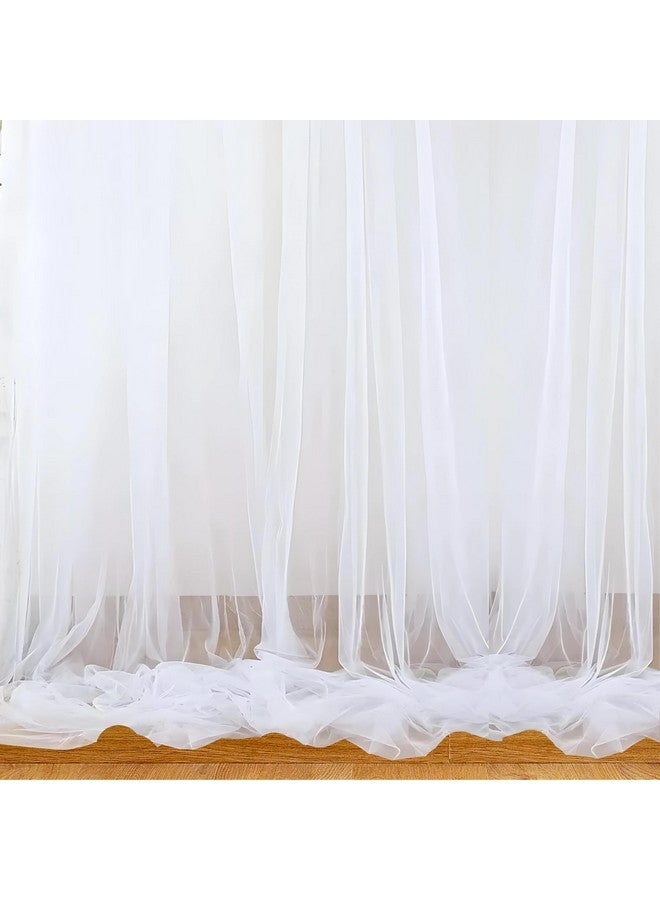 1iAM 2pcs White Decoration Net - Large Size, Stitched with Ribbon, Nylon Made, Reusable, Soft, Wrinkled Free, 8.5x5ft Each, Backdrop Net for Birthday, Anniversary, Wedding Party Decoration - Image 1