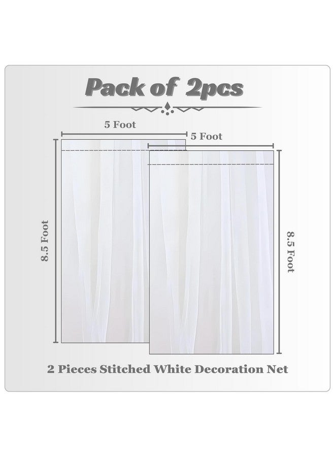 1iAM 2pcs White Decoration Net - Large Size, Stitched with Ribbon, Nylon Made, Reusable, Soft, Wrinkled Free, 8.5x5ft Each, Backdrop Net for Birthday, Anniversary, Wedding Party Decoration - Image 2