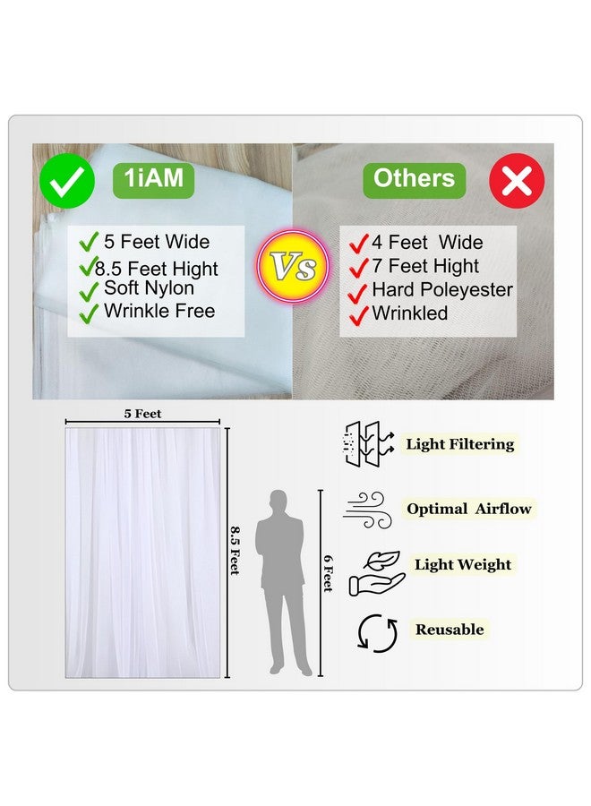 1iAM 2pcs White Decoration Net - Large Size, Stitched with Ribbon, Nylon Made, Reusable, Soft, Wrinkled Free, 8.5x5ft Each, Backdrop Net for Birthday, Anniversary, Wedding Party Decoration - Image 4