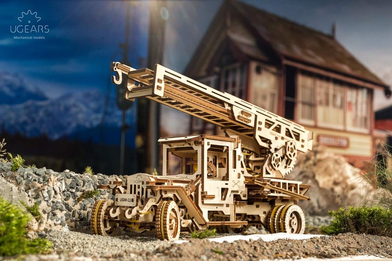 Ugears Fire Truck with Ladder Mechanical Puzzle Wooden Construction Set | STEM Learning DIY Kits for Adults | Building Sets for Kids | Assembly Puzzles for Adults | Mechanical Toys for Adult - Image 4