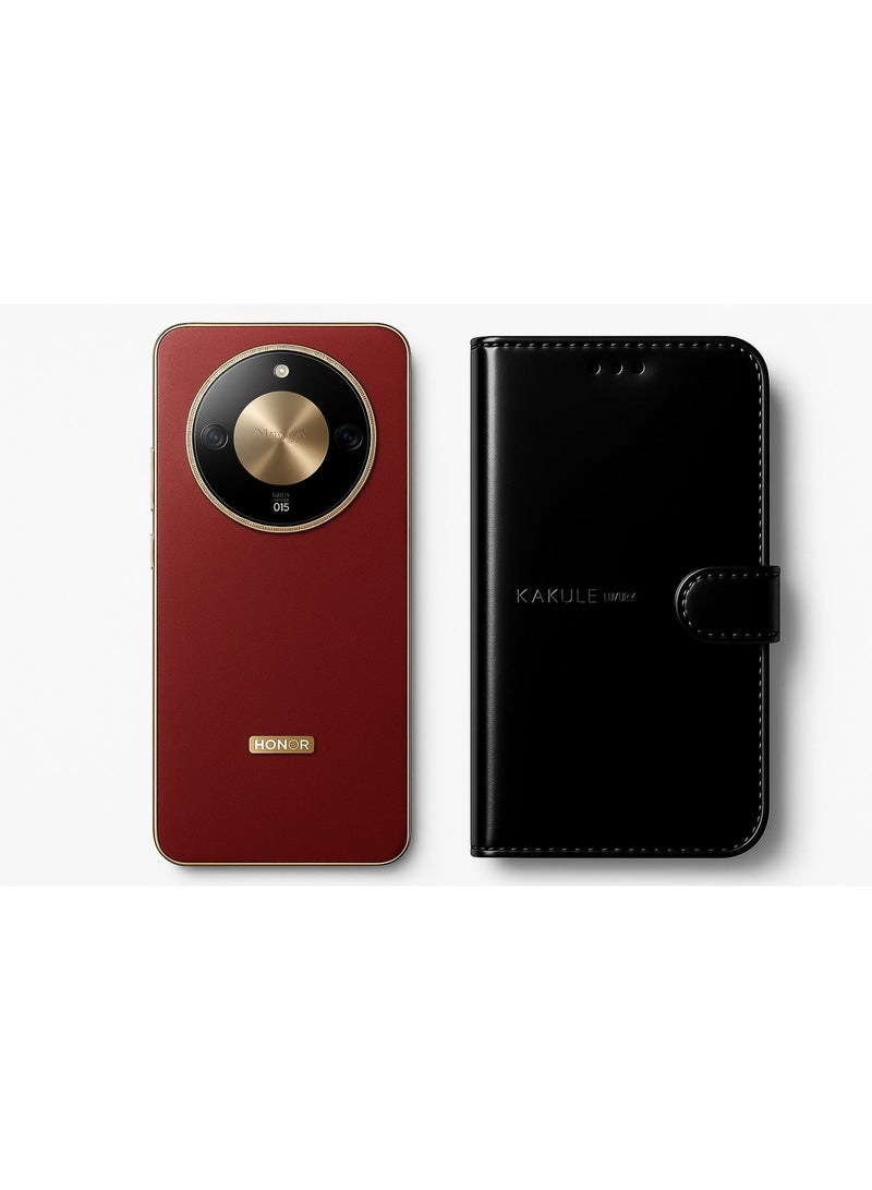 جراب جلد أنيق وش وظهر لموبايل Honor X9d – حماية متكاملة من الصدمات والخدوش اليومية – لون أسود فاخر - Image 1