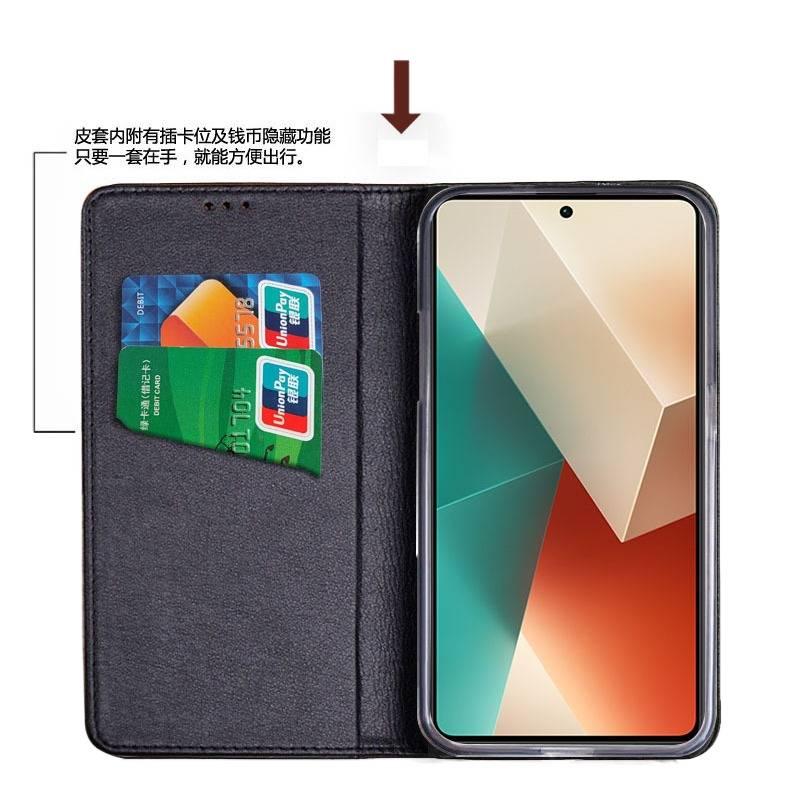 LS Leather Texture Protective Case for Redmi Note 13 with Drop Protection and Kickstand plus Shockproof plus Full Coverage in Brown - Image 3