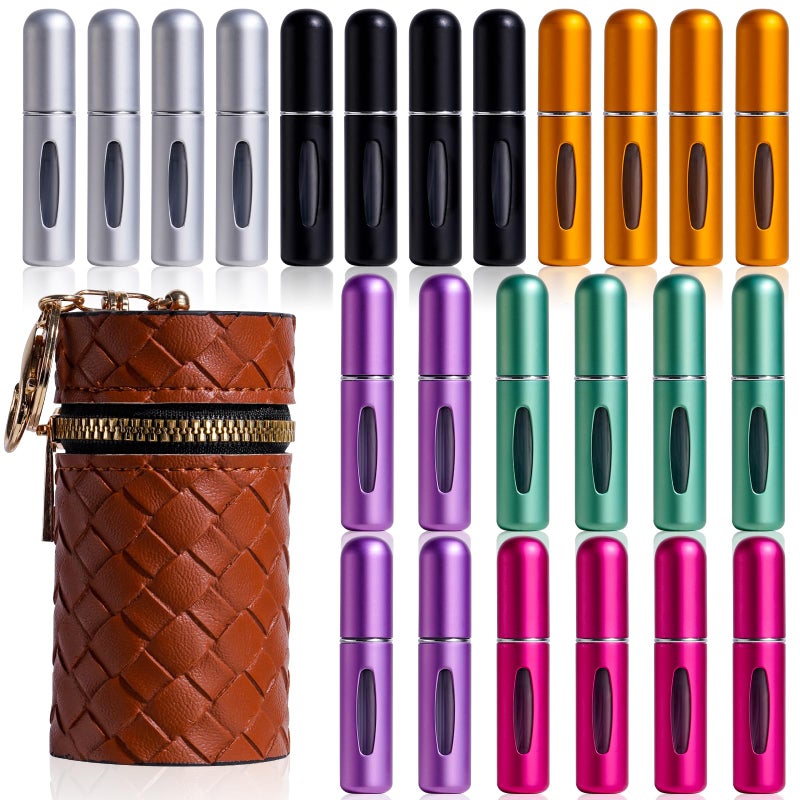 JPNK 24 Pcs Mini Refillable Perfume Portable Atomizer Bottles Travel Size Spray Refillable Refill Bottle 5 ml with Travel and Outgoing Bag - Image 2
