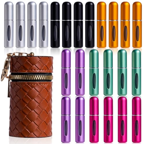JPNK 24 Pcs Mini Refillable Perfume Portable Atomizer Bottles Travel Size Spray Refillable Refill Bottle 5 ml with Travel and Outgoing Bag - Image 1