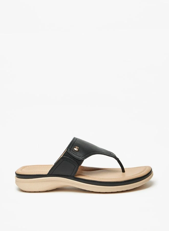 Flora Bella By Shoexpress Solid Slip-On Sandals with Logo Accent