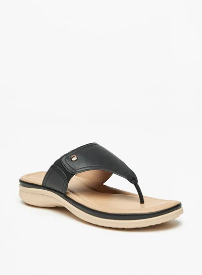 Flora Bella By Shoexpress Solid Slip-On Sandals with Logo Accent