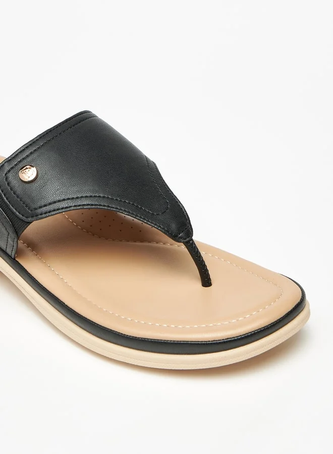 Flora Bella By Shoexpress Solid Slip-On Sandals with Logo Accent