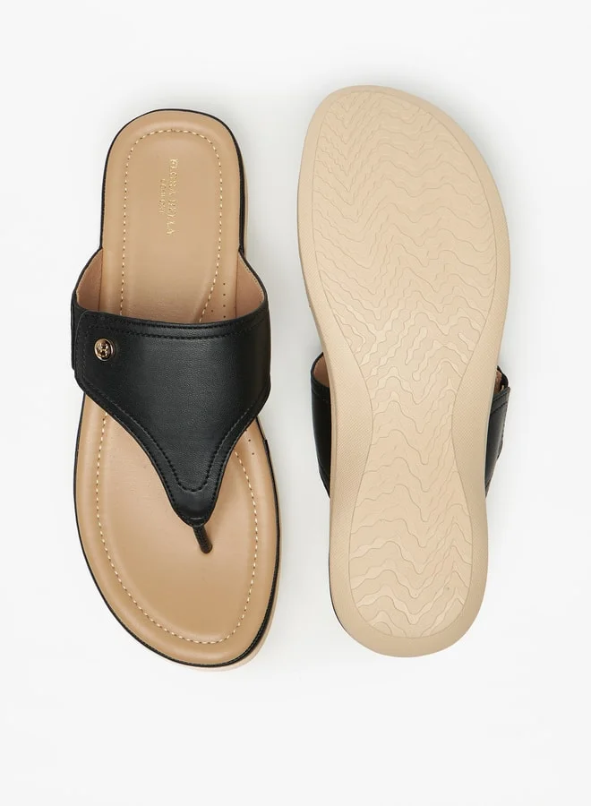 Flora Bella By Shoexpress Solid Slip-On Sandals with Logo Accent