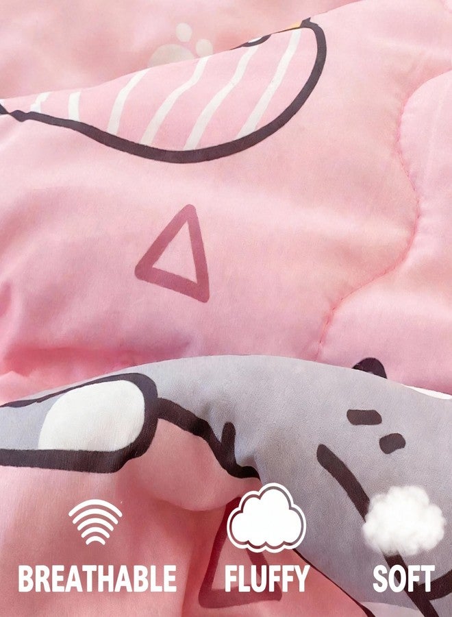 Gusuhome 7 Piece Girls Cat Comforter Set Full Size Bed in A Bag Pink Cute Cartoon Pet Cats Bedding Set for Kids Boys Teens (1 Comforter, 1 Flat Sheet, 1 Fitted Sheet, 4 Pillow Sham) Gray - Image 5